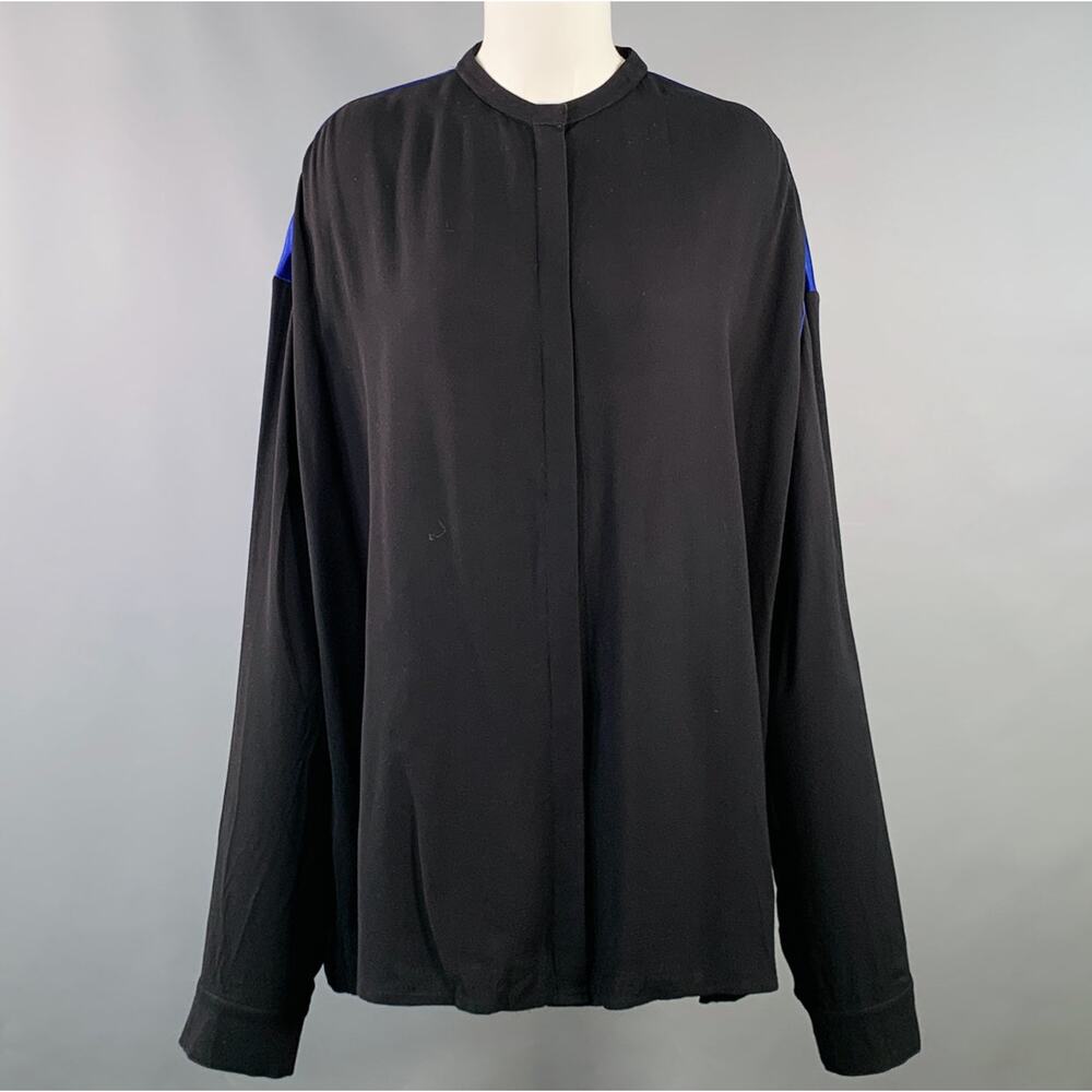 HAIDER ACKERMANNN Size M Viscose Silk Nehru Collar Hidden Buttons Shirt